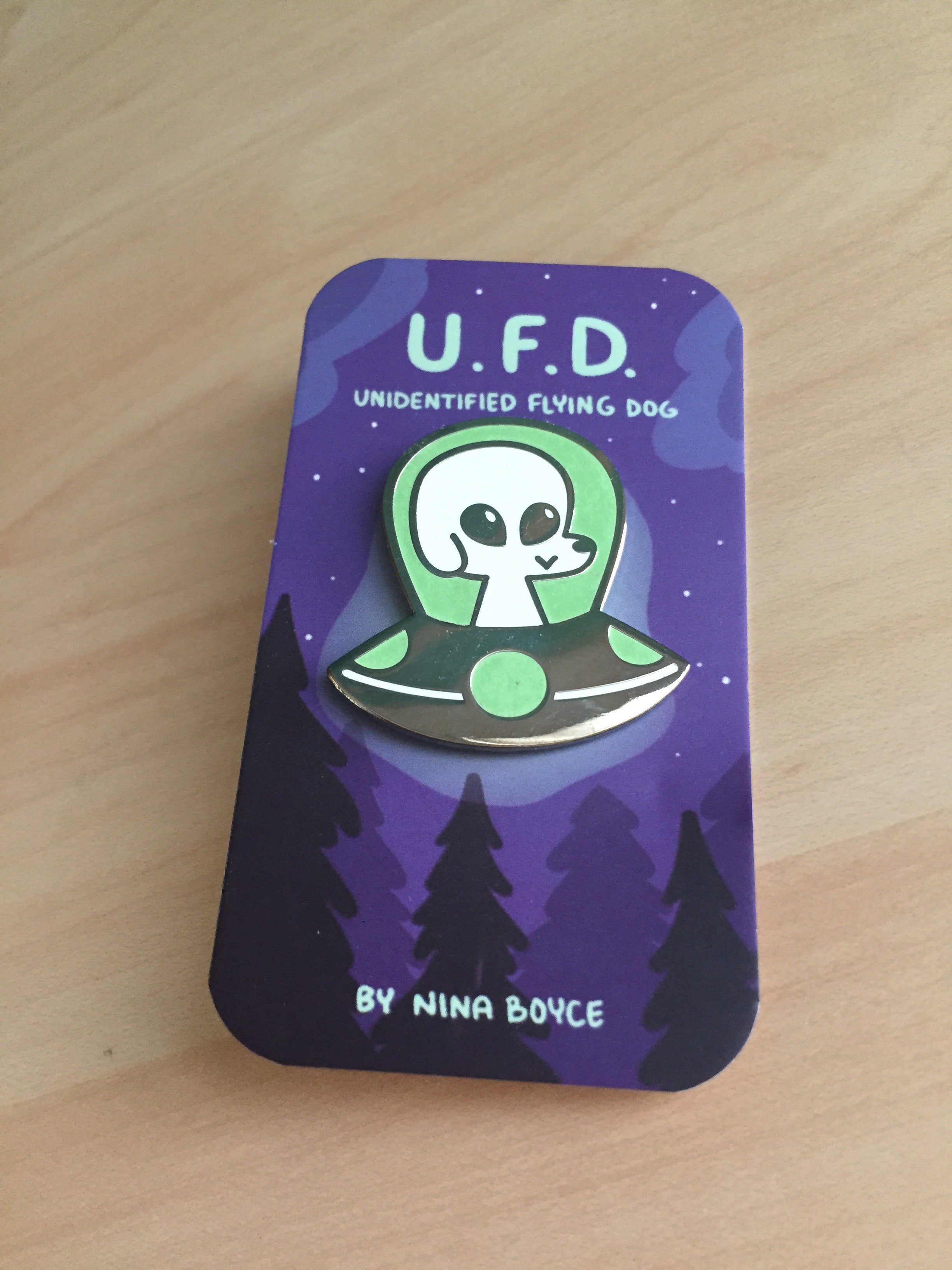 Good Boy UFD (Unidentified Flying Dog) Pin - Limited Edition Glow In The Dark