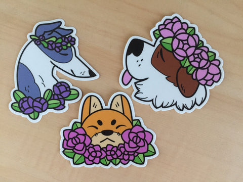 Flower Dog Stickers